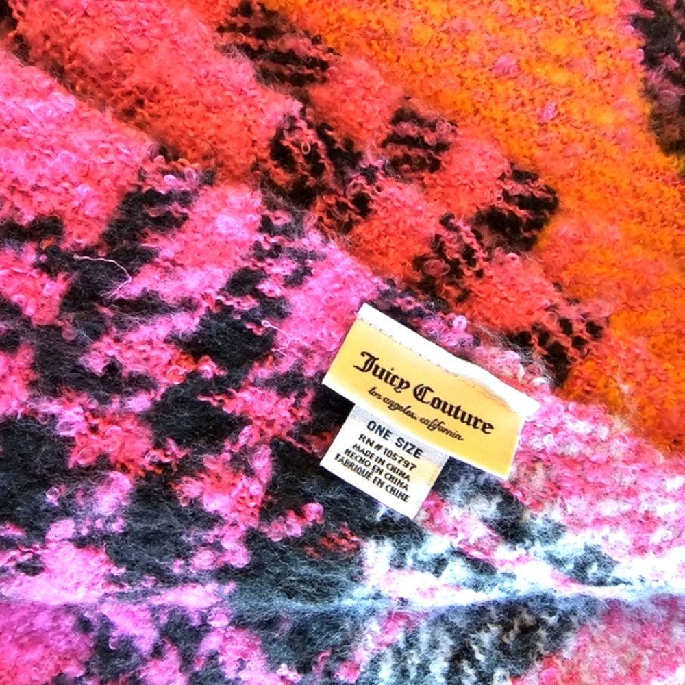 ⬇️💲NWOT | Juicy Coutoure Oversized Chunky Scarf - Plaid Multi Color 74"L x 22"W - Picture 6 of 7